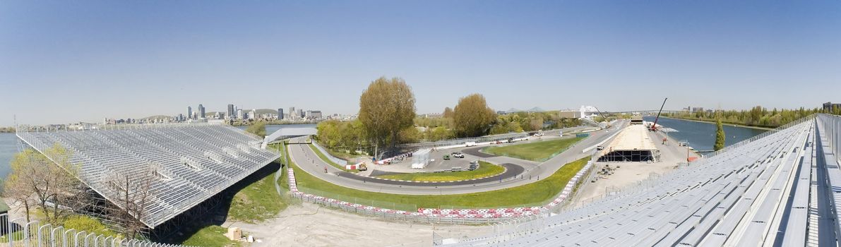 Panoramic view of the Gilles Villeneuve raceway in Montreal