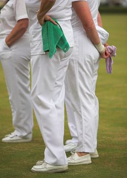 Ladies team competing in a lawn bowls tournament.