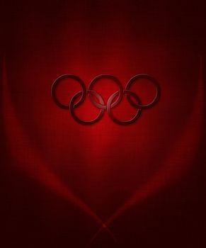 illustration of the olympic rings on a red background