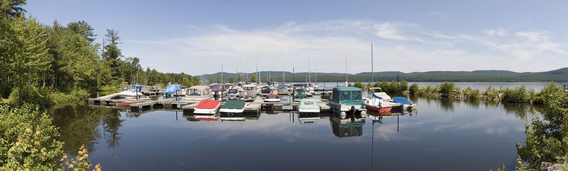 panoramic view of boat docked at a marina