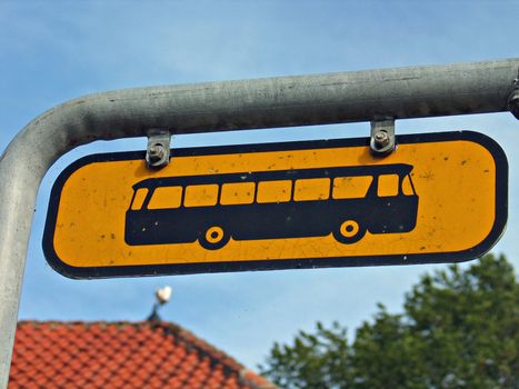 Yellow bright sign of school bus area