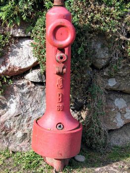 Red old street country hydrant