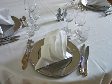 Nicely arranged table in a classical way in a restaurant