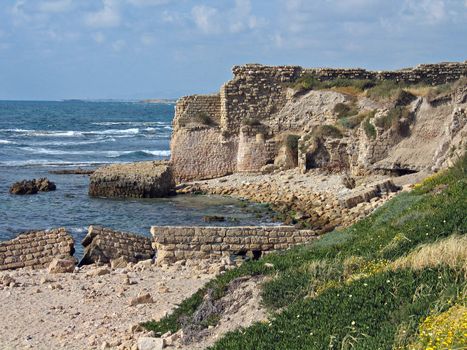 Ruins of the old city Caesarea in Israel