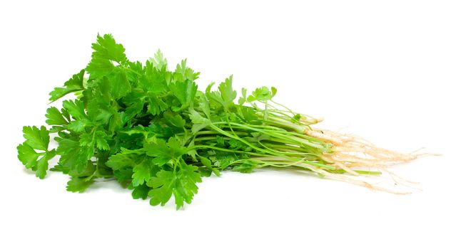close-up parsley, isolated on white
