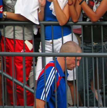 David Beckham walking to the soccer field for a game between the LA Galaxy and FC Dallas Hoops July, 27, 2008 in Frisco, Texas.
