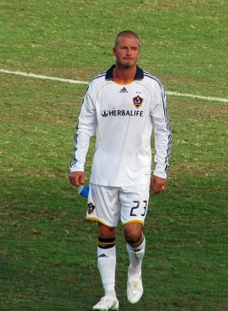 David Beckham leaving the field after a game on July 27. 2008 between the LA Galaxy and FC Dallas in Frisco, Texas.
