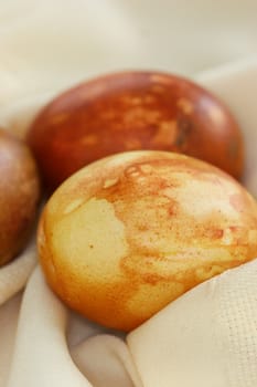 Naturally dyed easter eggs - the eggs are colored with various leaves and flowers such as roses