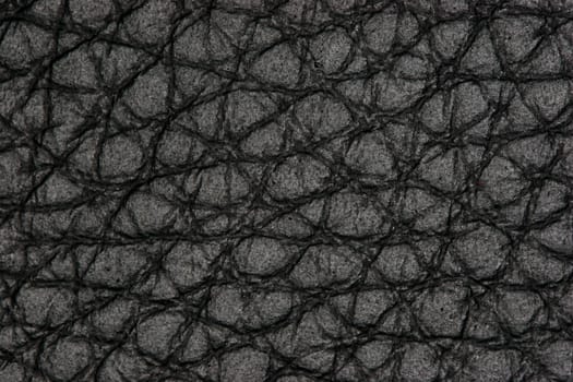 Extreme close-up of good quality black leather texture