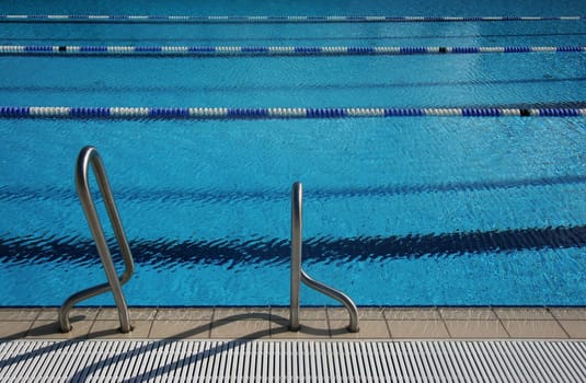 New swimming pool on a sunny summer day