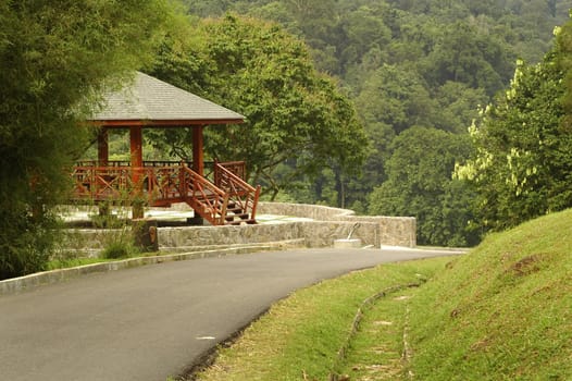 A wooden hut at the park for resting and site-seeing