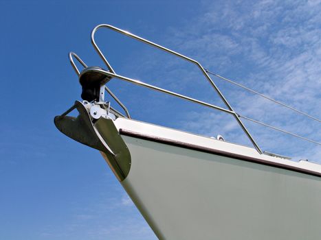 Details of the front part of a prow of a yacht