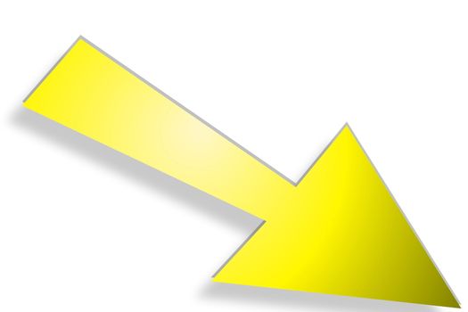 yellow arrow showing a downward fall