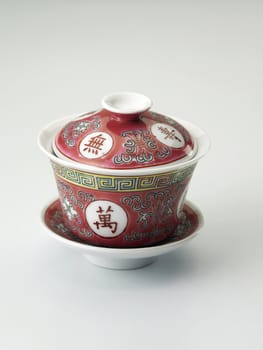 traditional chinese tea cup on the plain background