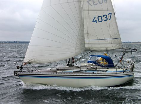 Yacht racing in a winter day