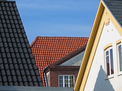 Roof tops with different styles of tiles