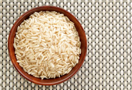 Single bowl of healthy organic basmati rice.