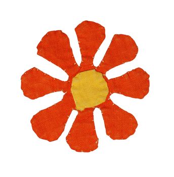 Handmade flower isolated on white with clipping path. This flower is made out of fabric and sewed together. Perfect for that unique summer look in your designs.