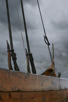 Viking ship caught in a storm