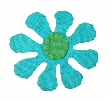 Handmade flower isolated on white with clipping path. This flower is made out of fabric and sewed together. Perfect for that unique summer look in your designs.