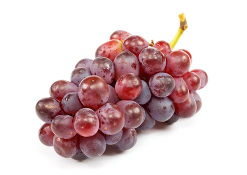 Cluster of ripe grapes on a white background
