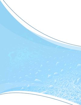 A 3D abstract layout with a blue water droplets texture.
