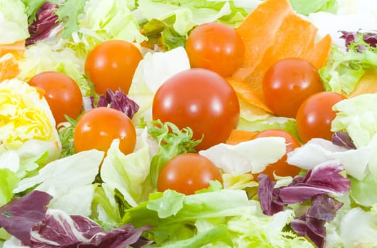 green salad with tomatoes - healthy eating - vegetables - close up