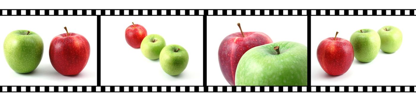 isolated fruits collection with a film strip