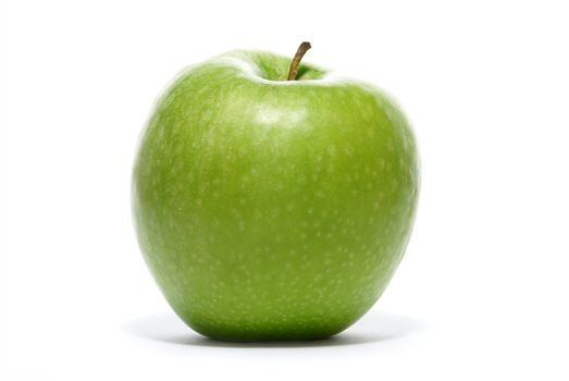 Green tasty sweet apple isolated on white background              