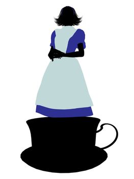 Allice in wonderland illustration silhouette on a white background