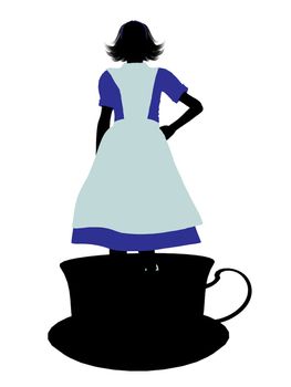 Allice in wonderland illustration silhouette on a white background