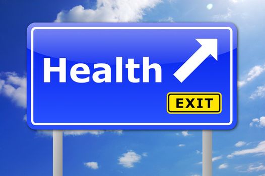 health concept with road sign showing healthy lifestyle