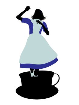 Allice in wonderland illustration silhouette on a white background