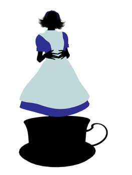Allice in wonderland illustration silhouette on a white background