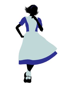 Allice in wonderland illustration silhouette on a white background