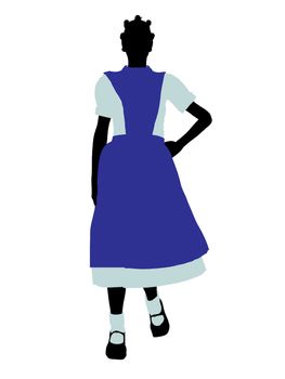 Allice in wonderland illustration silhouette on a white background