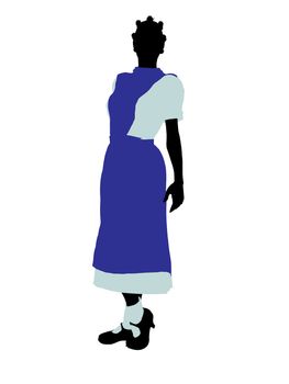 Allice in wonderland illustration silhouette on a white background