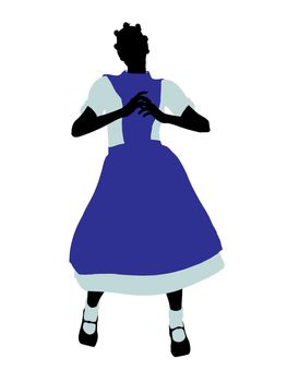 Allice in wonderland illustration silhouette on a white background