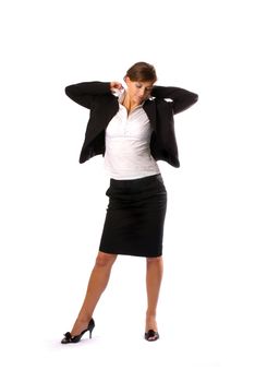 Young attractive businesswoman isolated on white