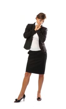 Young attractive businesswoman isolated on white            