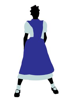 Allice in wonderland illustration silhouette on a white background