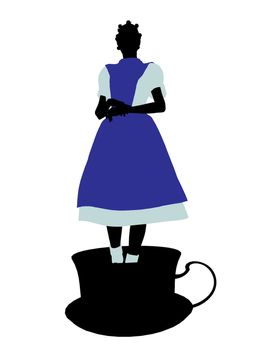 Allice in wonderland illustration silhouette on a white background