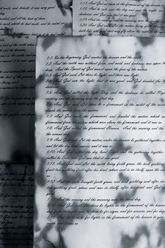 Ancient and vintage handwritten Bible pages  
