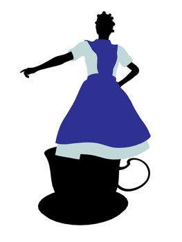 Allice in wonderland illustration silhouette on a white background