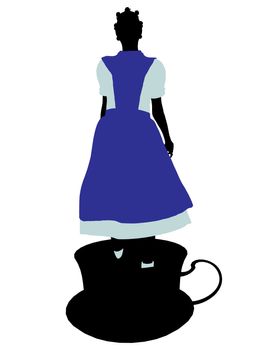 Allice in wonderland illustration silhouette on a white background