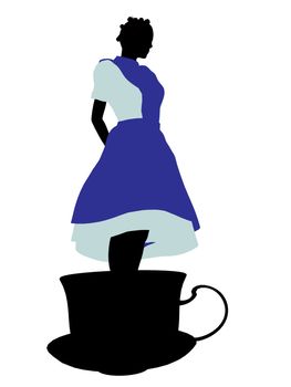 Allice in wonderland illustration silhouette on a white background