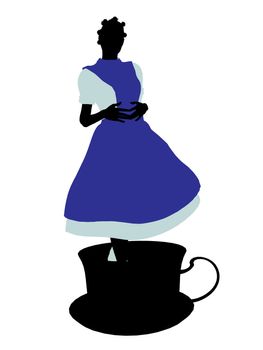 Allice in wonderland illustration silhouette on a white background