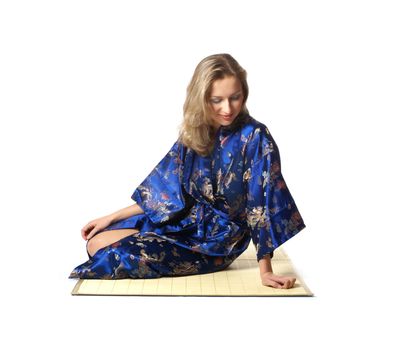 Young sexy woman wearing japanese dress     
