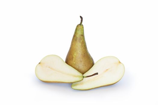 Sliced pear isolated on white background with clipping path