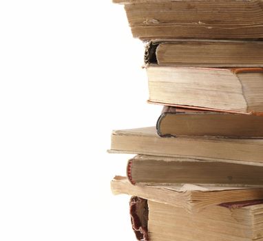 Ancient vintage books isolated on white background